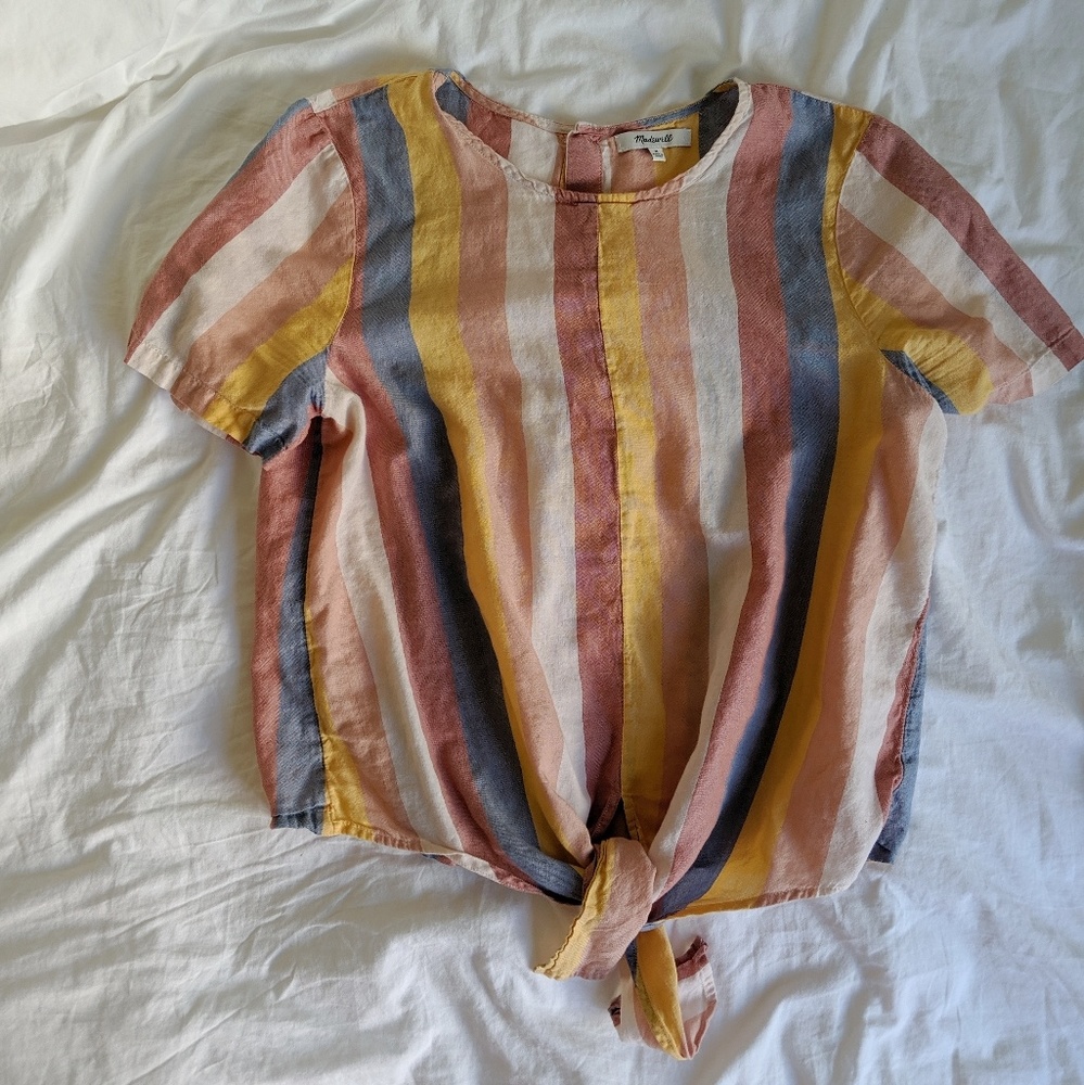 Madewell button back tie tee sherbet stripe